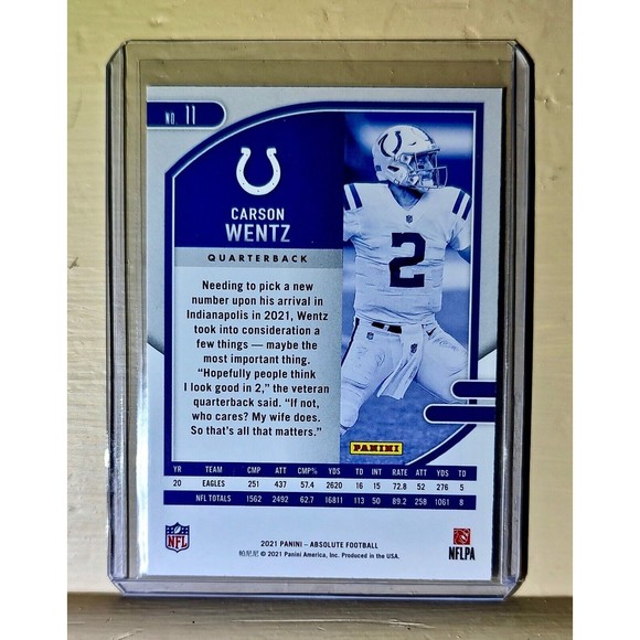 Carson Wentz 2021 Panini NFL Absolute Football #11 Card - Picture 2 of 2